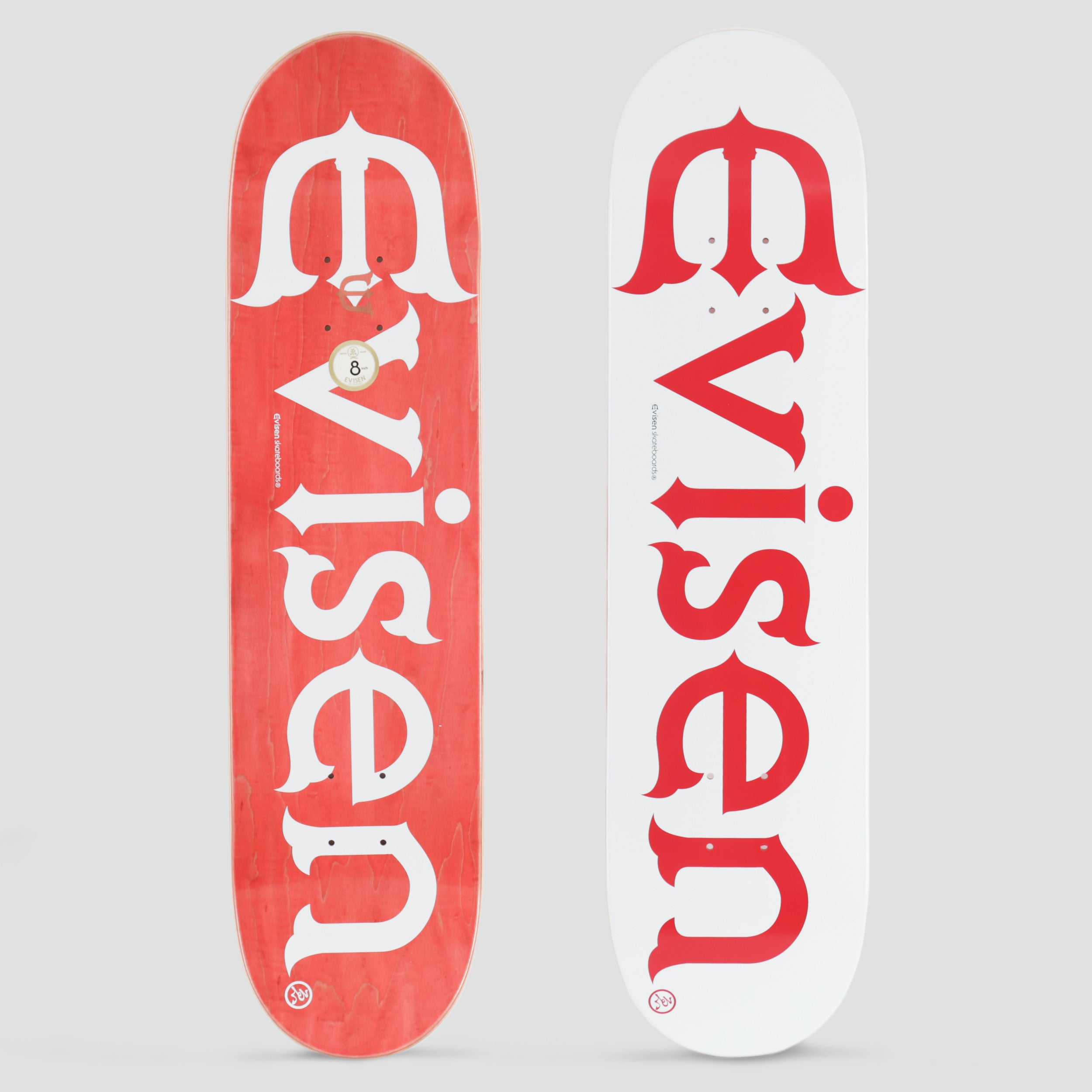 Evisen 8.38 Evi-Logo Skateboard Deck White – Slam City Skates