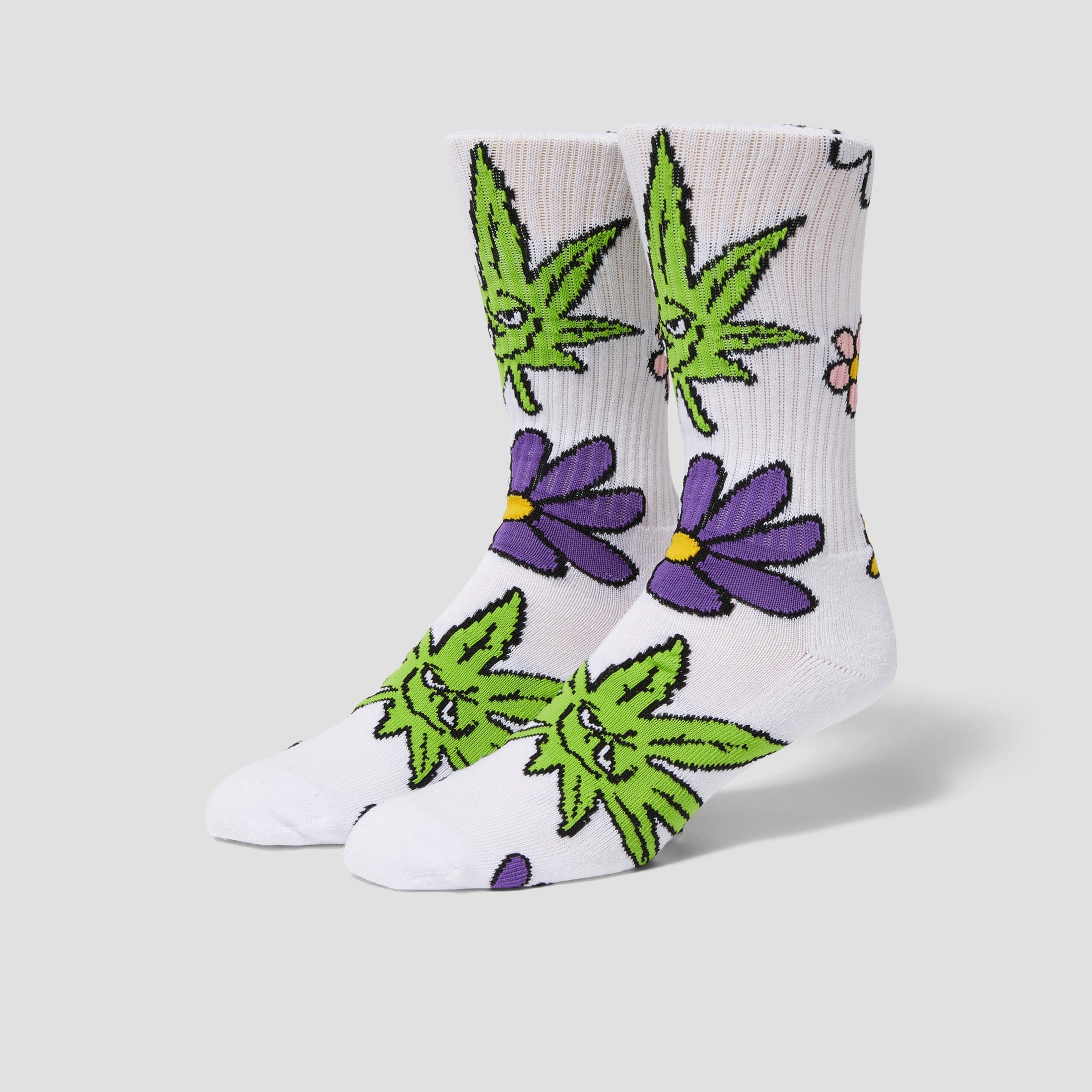 HUF Green Buddy Blossom Sock White