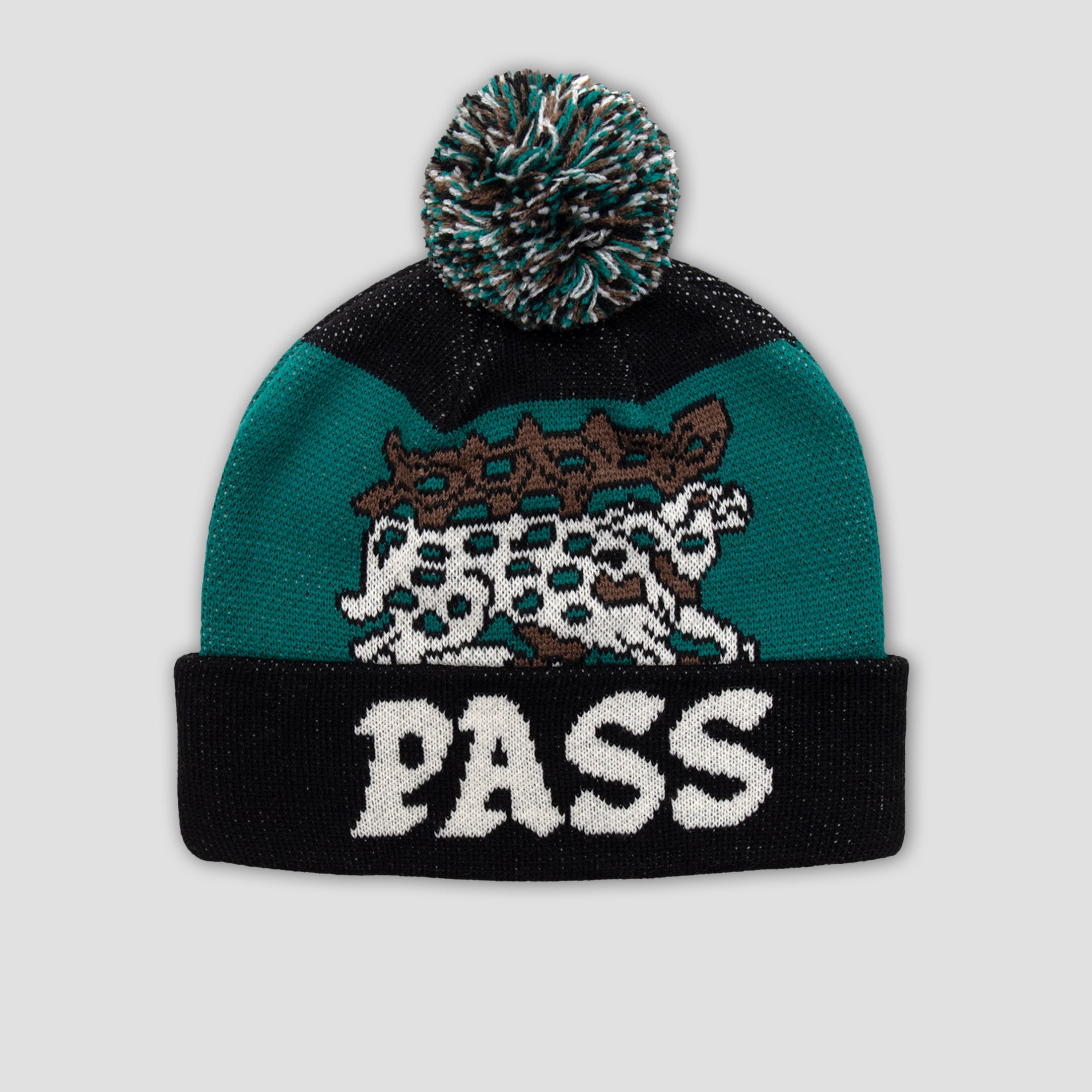 Passport Antler Pom Beanie Black/Teal