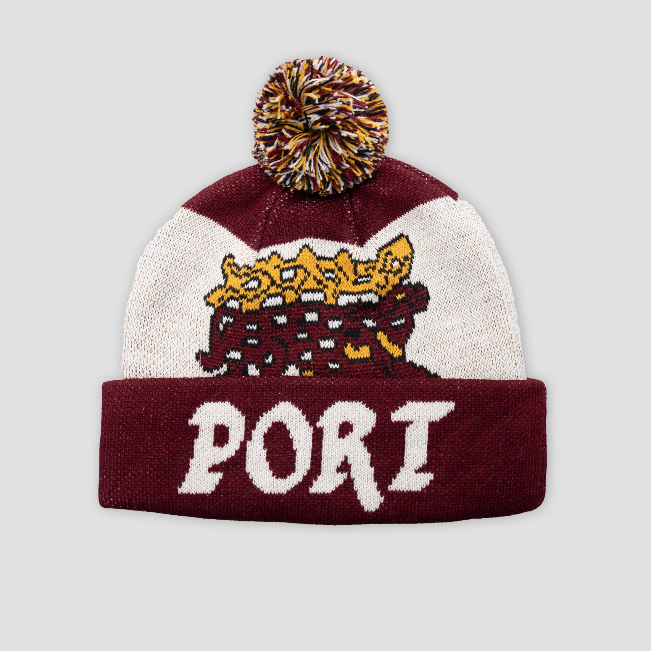 Passport Antler Pom Beanie Maroon/Cream