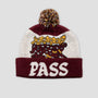 Passport Antler Pom Beanie Maroon/Cream