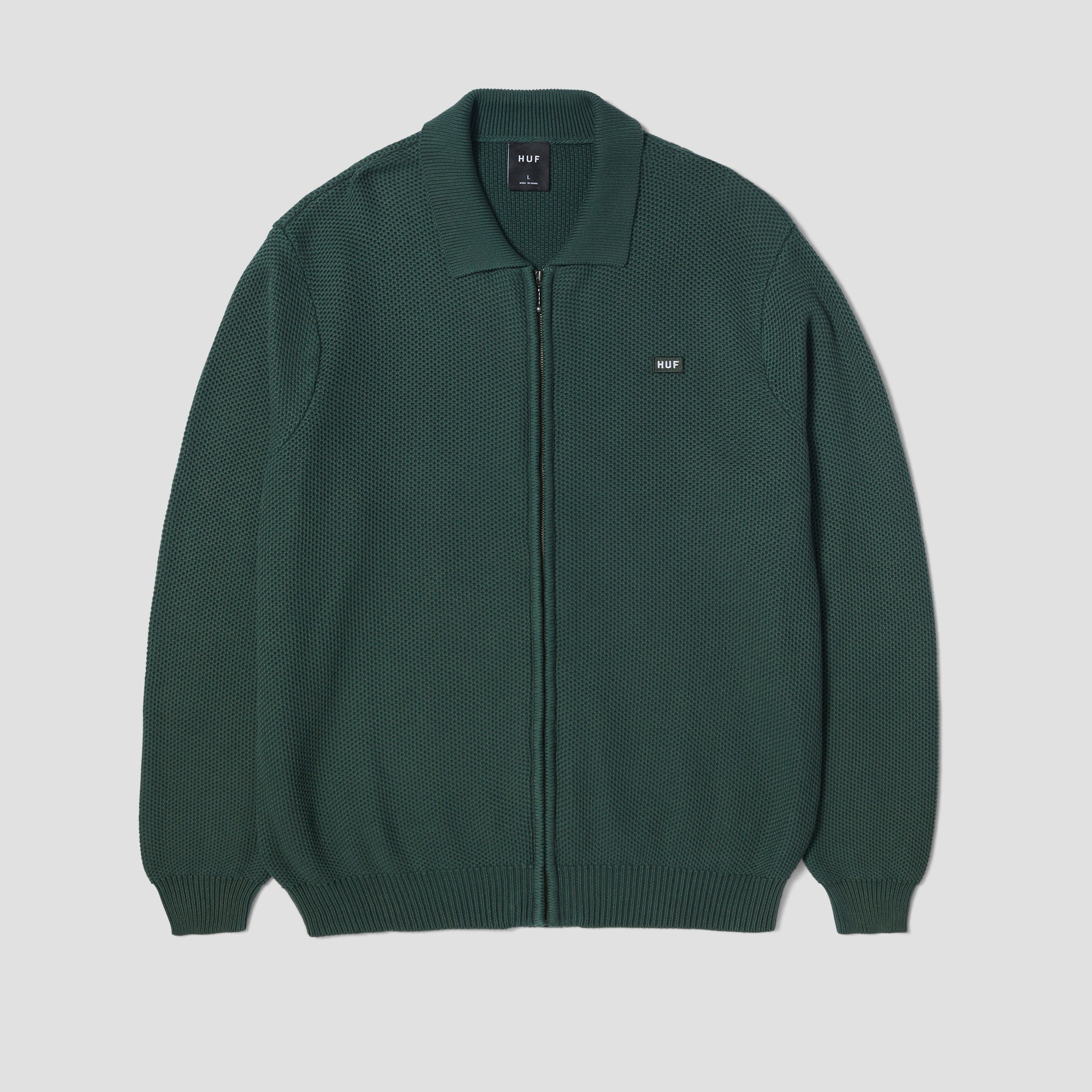 HUF Anton Zip Overdyed Sweater Hunter Green