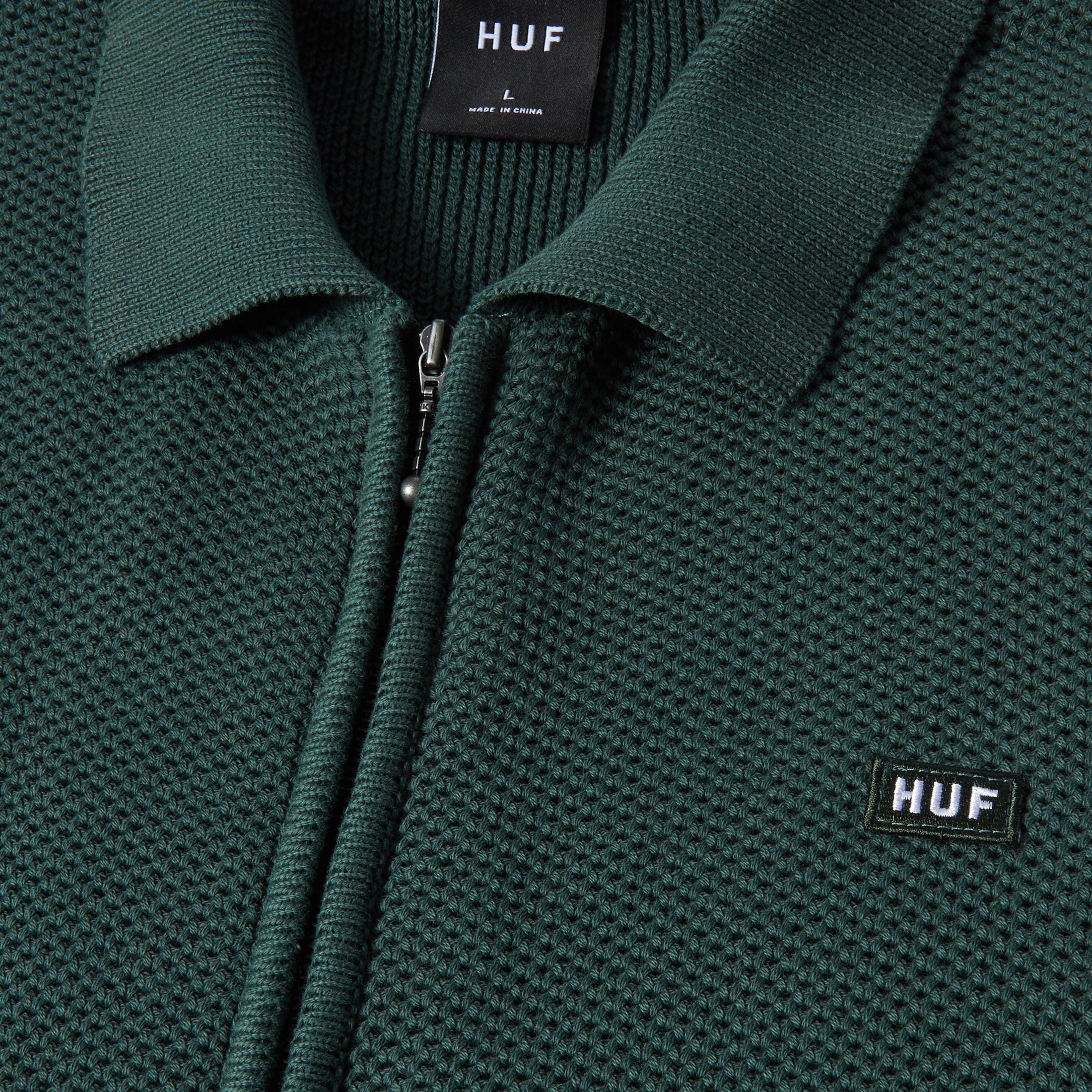 HUF Anton Zip Overdyed Sweater Hunter Green