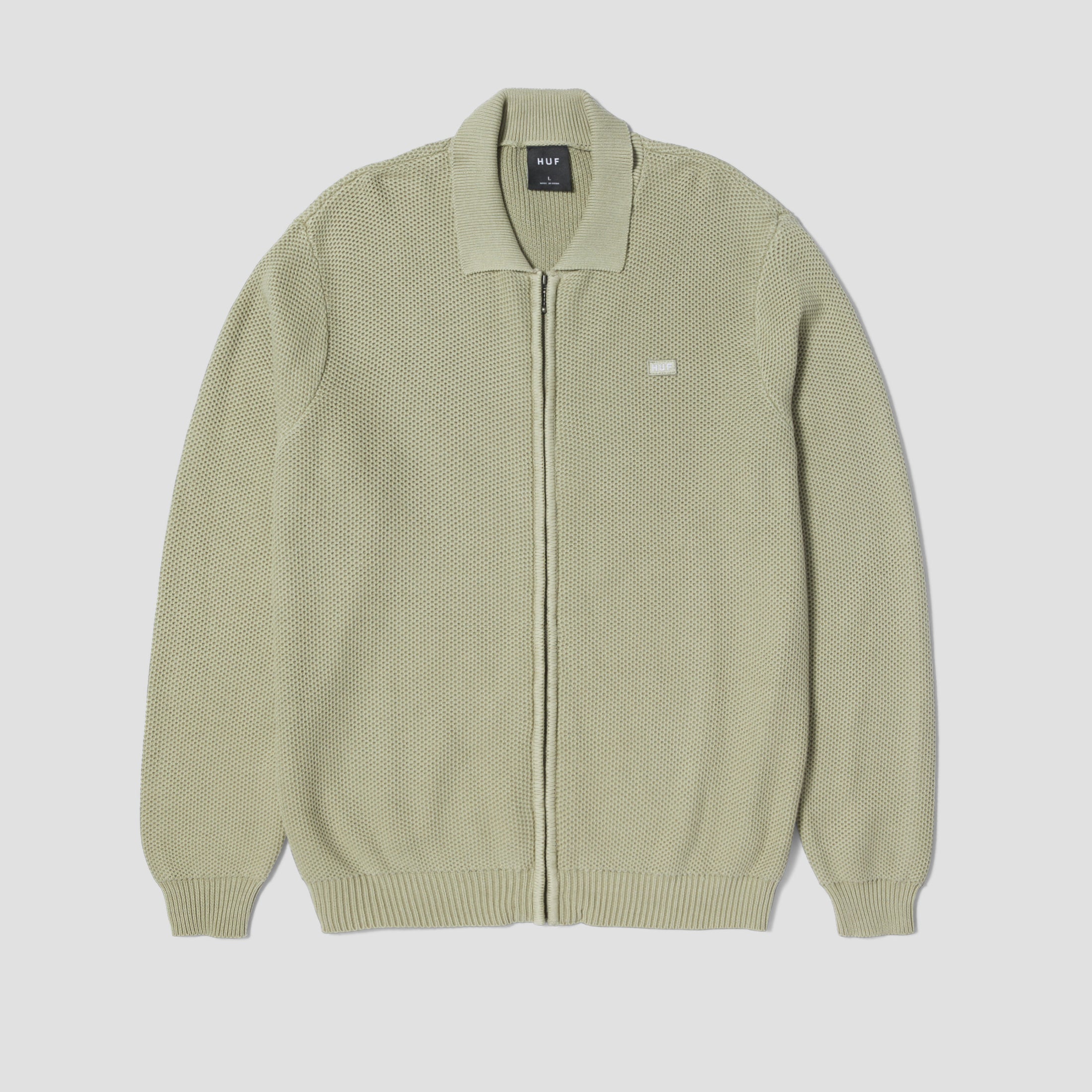 HUF Anton Zip Overdyed Sweater Putty