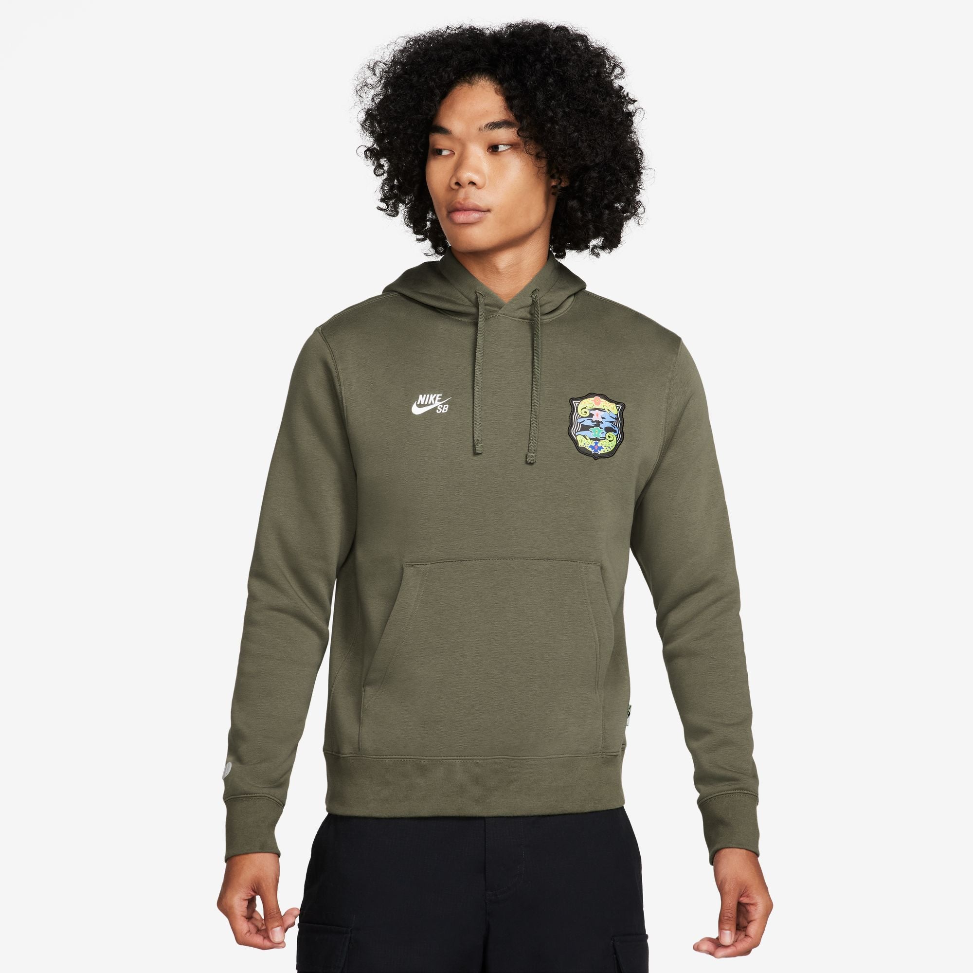 Nike SB Olympic Pack Fleece Pullover Hood Medium Olive / White