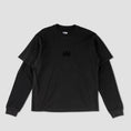 Load image into Gallery viewer, Welcome Bat Signal Layered Knit T-Shirt With Thermal Longsleeves Washed Black
