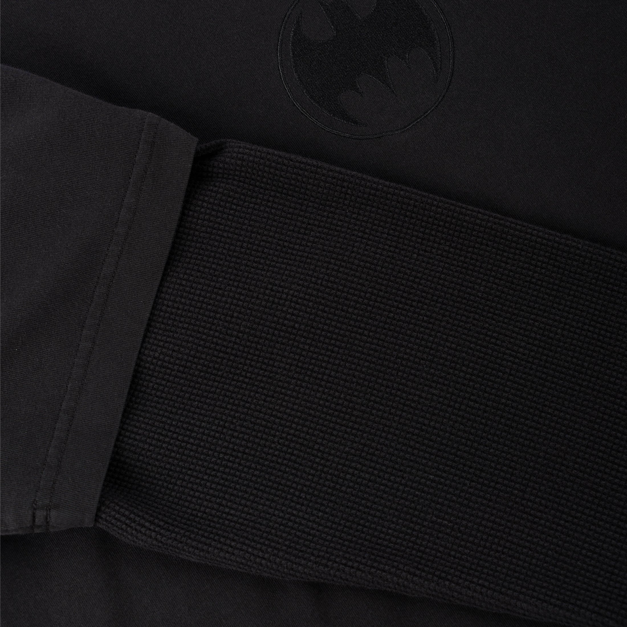 Welcome Bat Signal Layered Knit T-Shirt With Thermal Longsleeves Washed Black