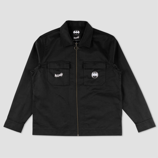 Welcome Gotham Longsleeve Twill Work Shirt With Back Patch Black