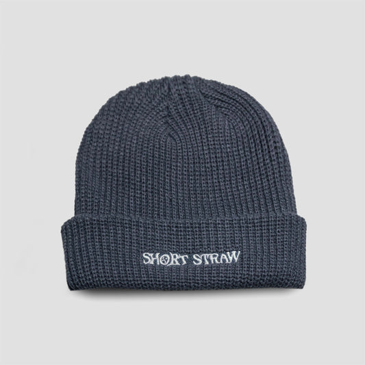 Short Straw Embroidered Beanie Seal / White