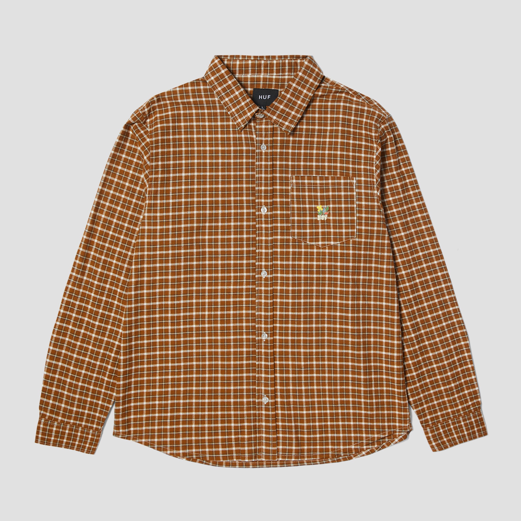 HUF Echo Oxford Plaid Shirt Russet