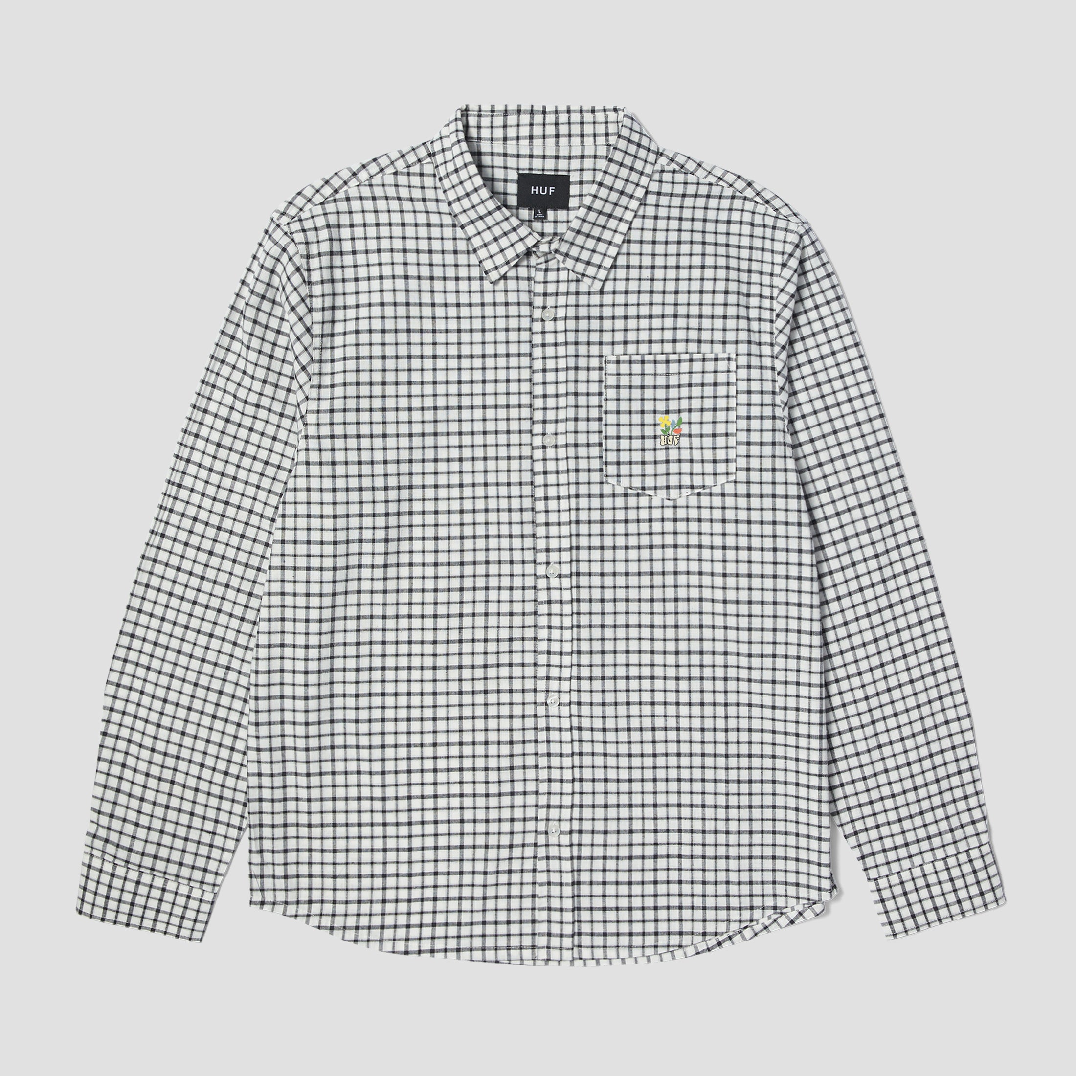 HUF Echo Oxford Plaid Shirt White