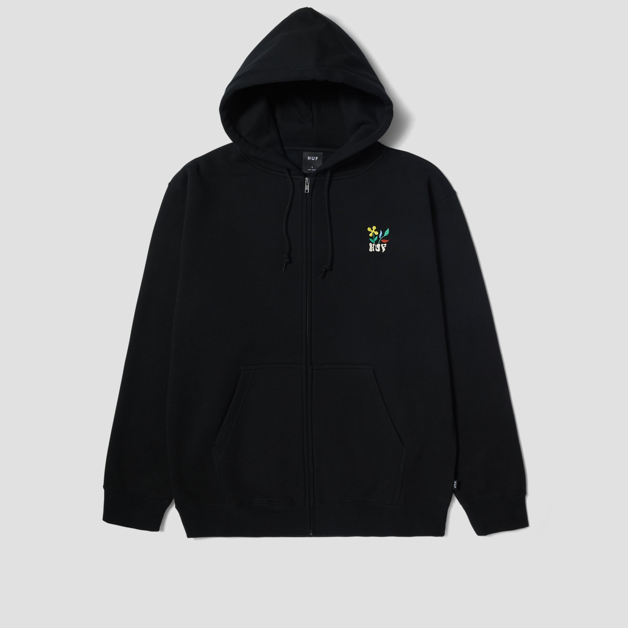 HUF Flower Full Zip Hood Black