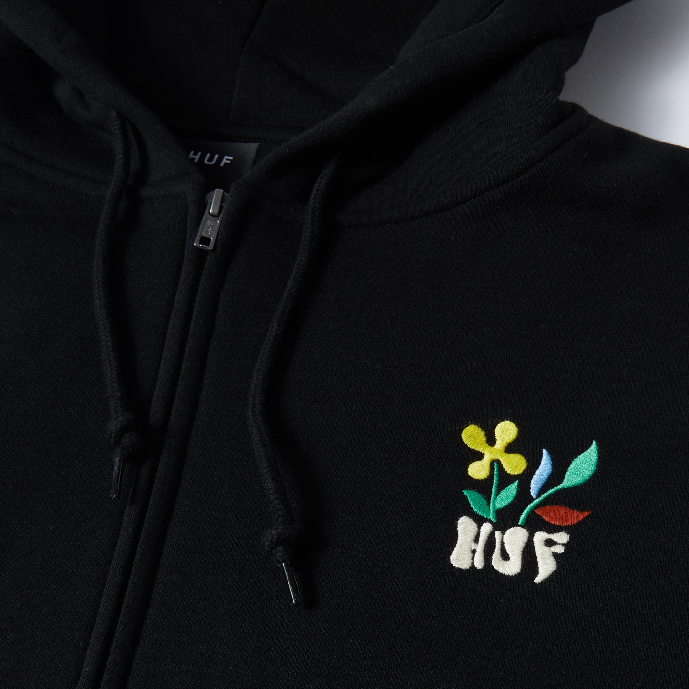 HUF Flower Full Zip Hood Black