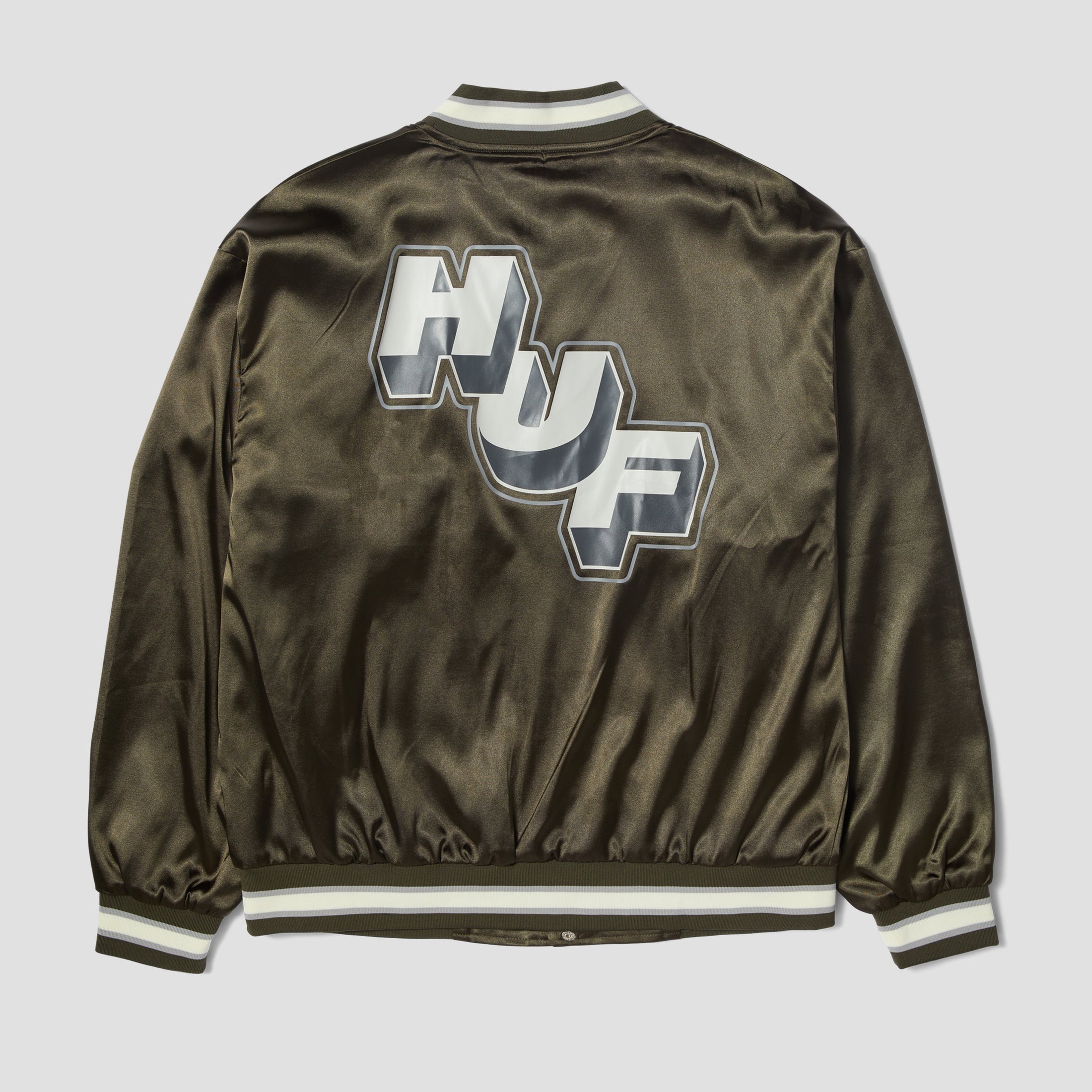 HUF Galactic Stack Baseball Jacket Olive