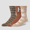 Load image into Gallery viewer, HUF Variety 3 Pack Sock Brown
