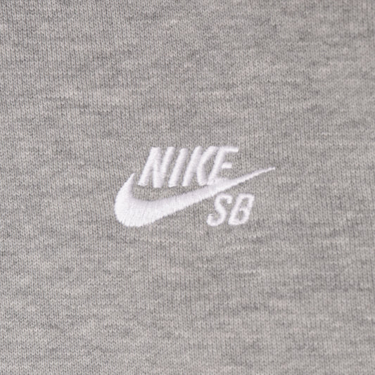 Nike SB Embroidered Logo Fleece Pullover Hood Dark Grey Heather / White