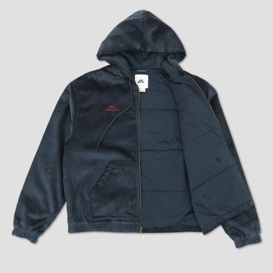 Nike SB Full Zip Hooded Corduroy Skate Jacket Armory Navy / Hyper Royal