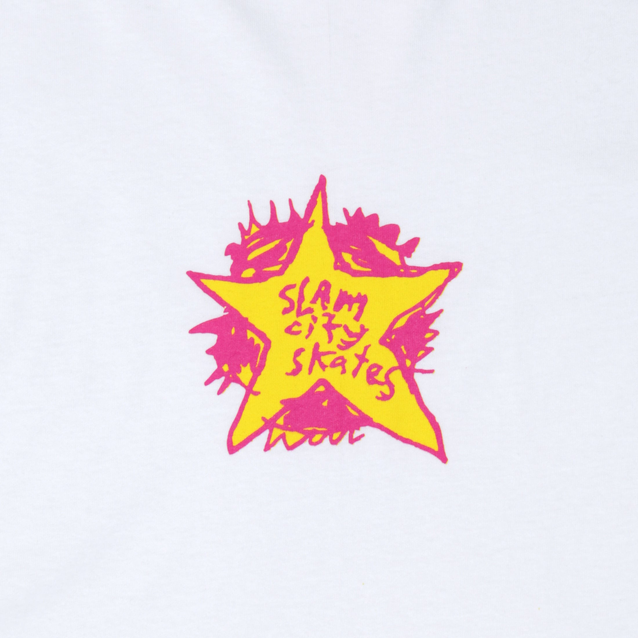 Slam City Skates Swank Star T-Shirt White / Pink / Yellow