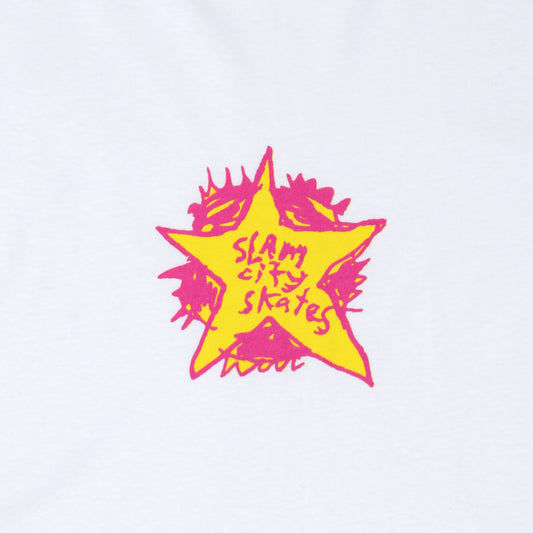 Slam City Skates Swank Star T-Shirt White / Pink / Yellow