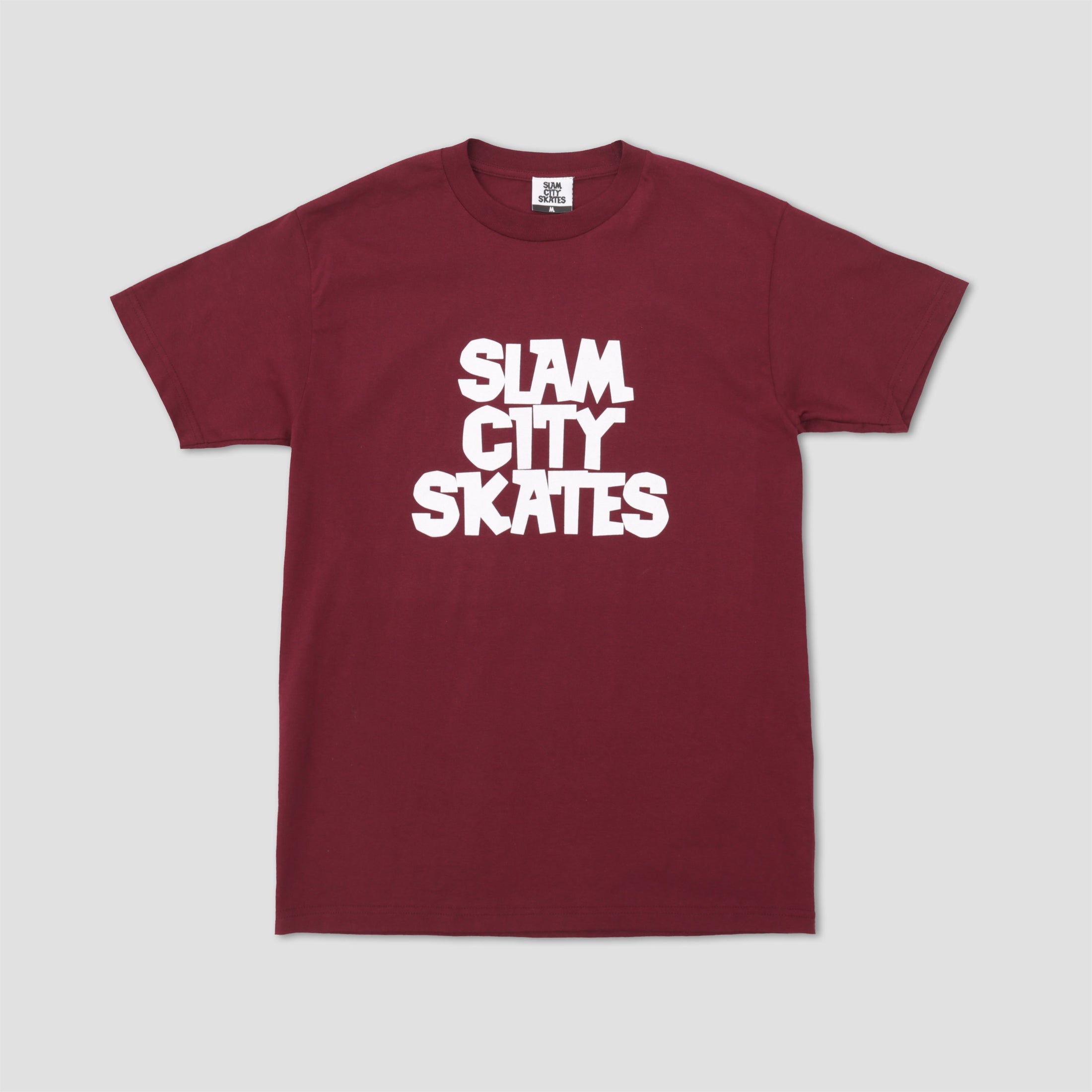 Slam City Skates Classic Logo T-Shirt Burgundy / White