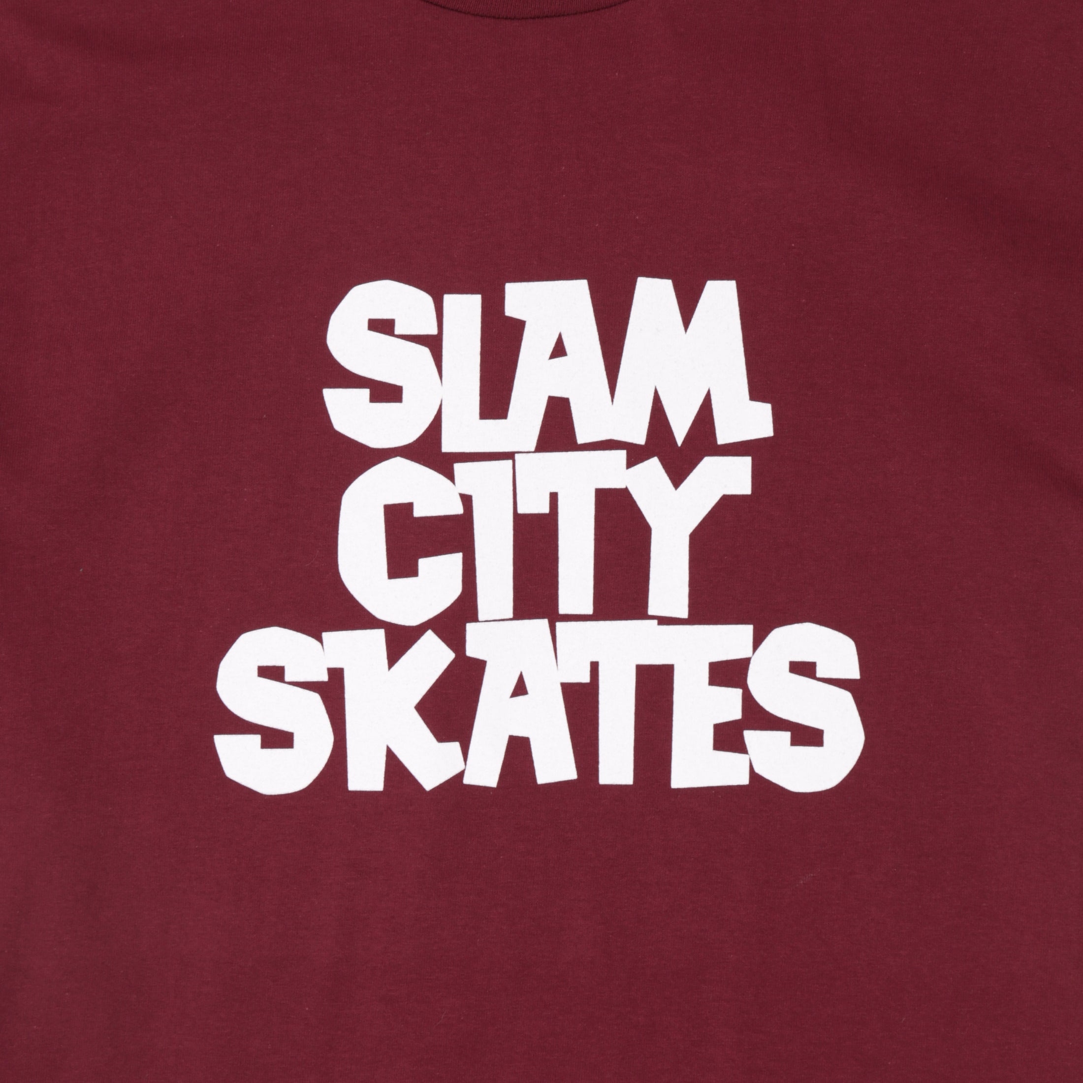 Slam City Skates Classic Logo T-Shirt Burgundy / White