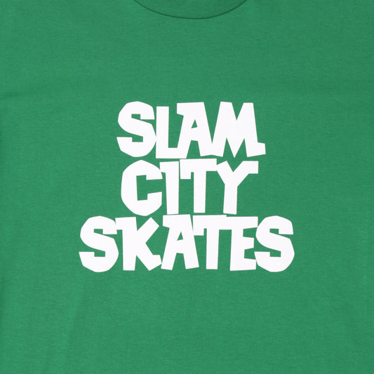 Slam City Skates Classic Logo T-Shirt Kelly Green / White