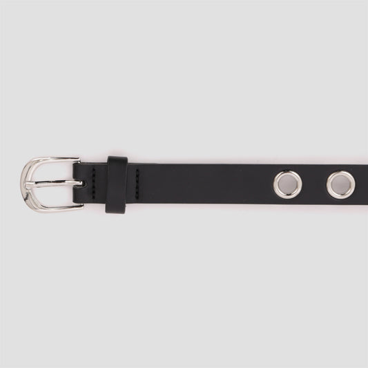 Loosey Skinny Grommet Hole Belt Black