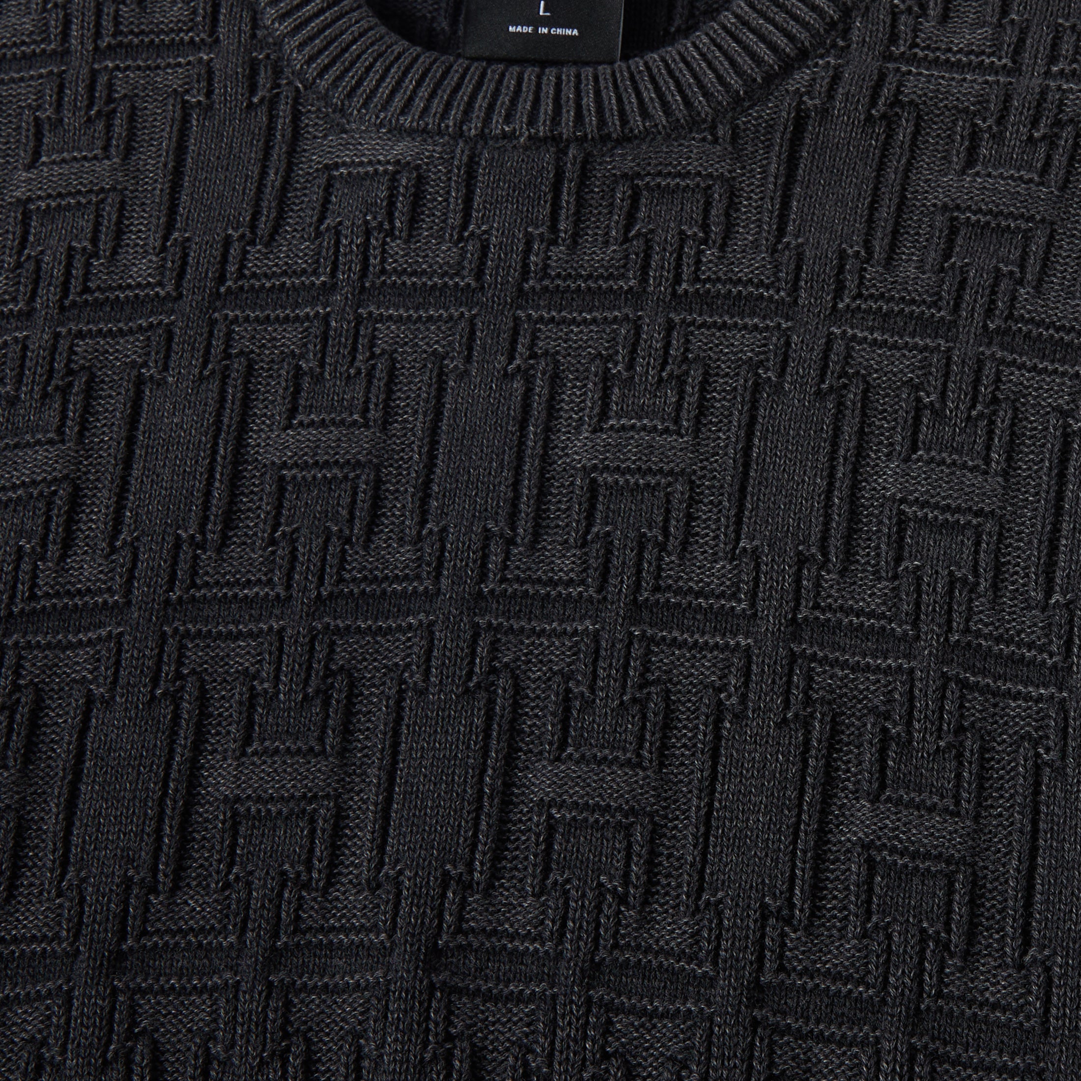 HUF Interlaced Jacquard Overdyed Crew Black