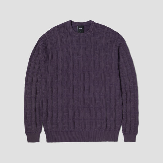 HUF Interlaced Jacquard Overdyed Crew Raisin