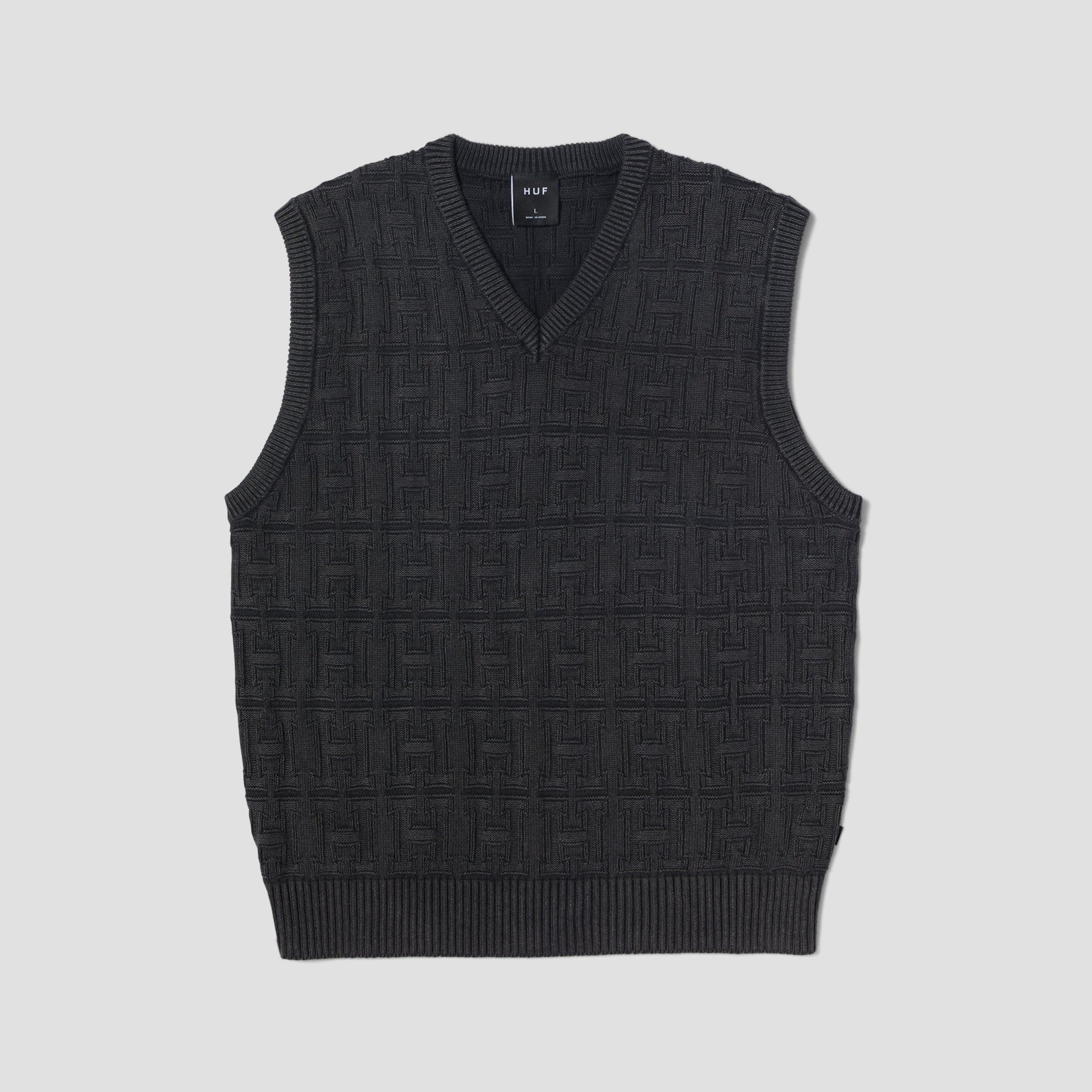 HUF Interlaced Jacquard Overdyed Vest Black