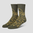 Load image into Gallery viewer, HUF Outlines Crew Sock Olive
