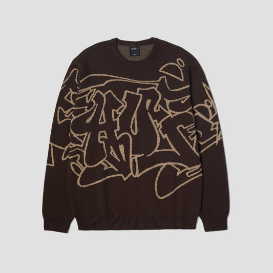 HUF Outlines Crewneck Sweater Espresso