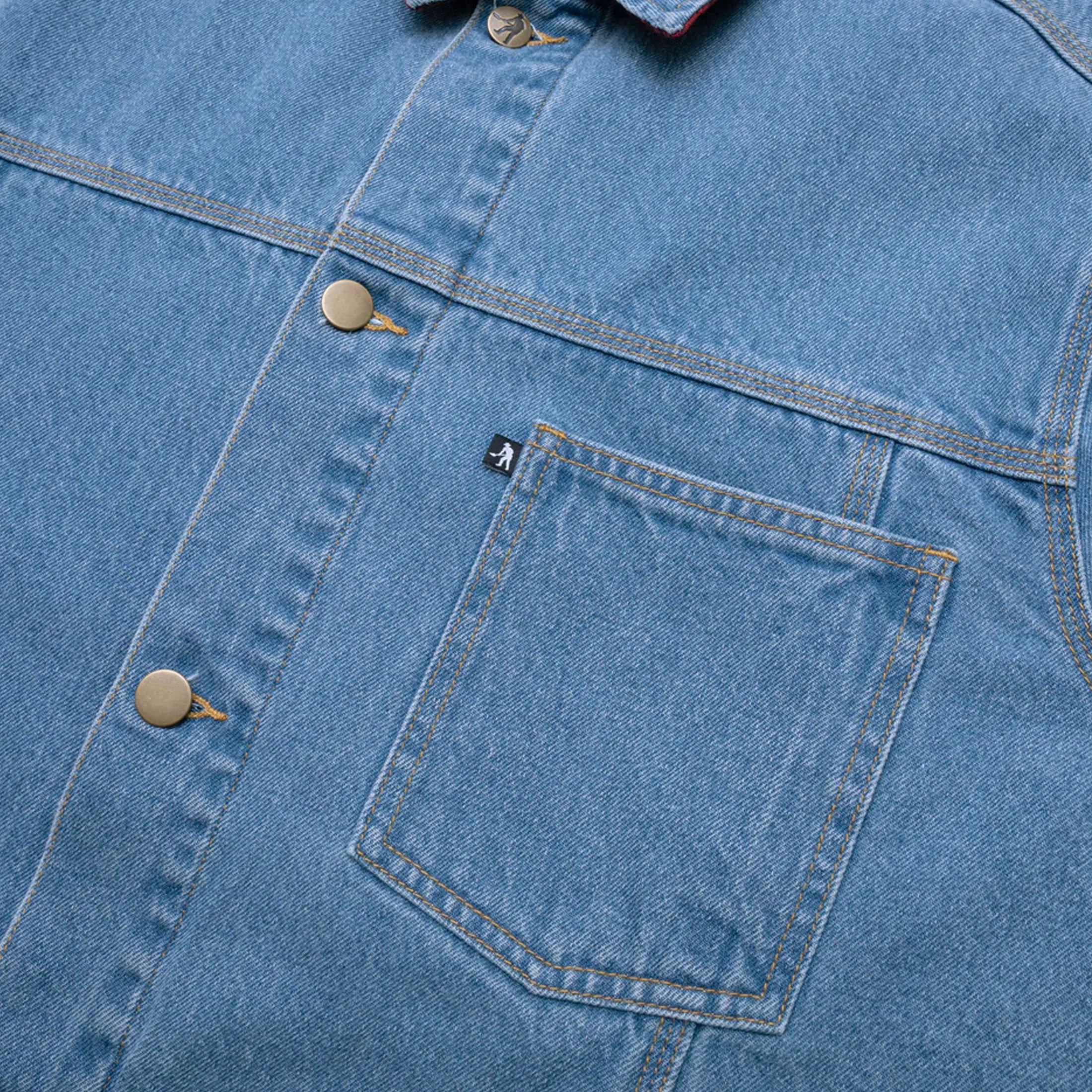 PassPort Workers Club Lined Denim Jacket Washed Light Indigo