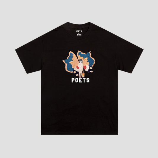 Poets Butterfly Girl T-Shirt Black