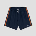 Load image into Gallery viewer, Polar Skate Co Swim Shorts Square Stripe Navy / Orange
