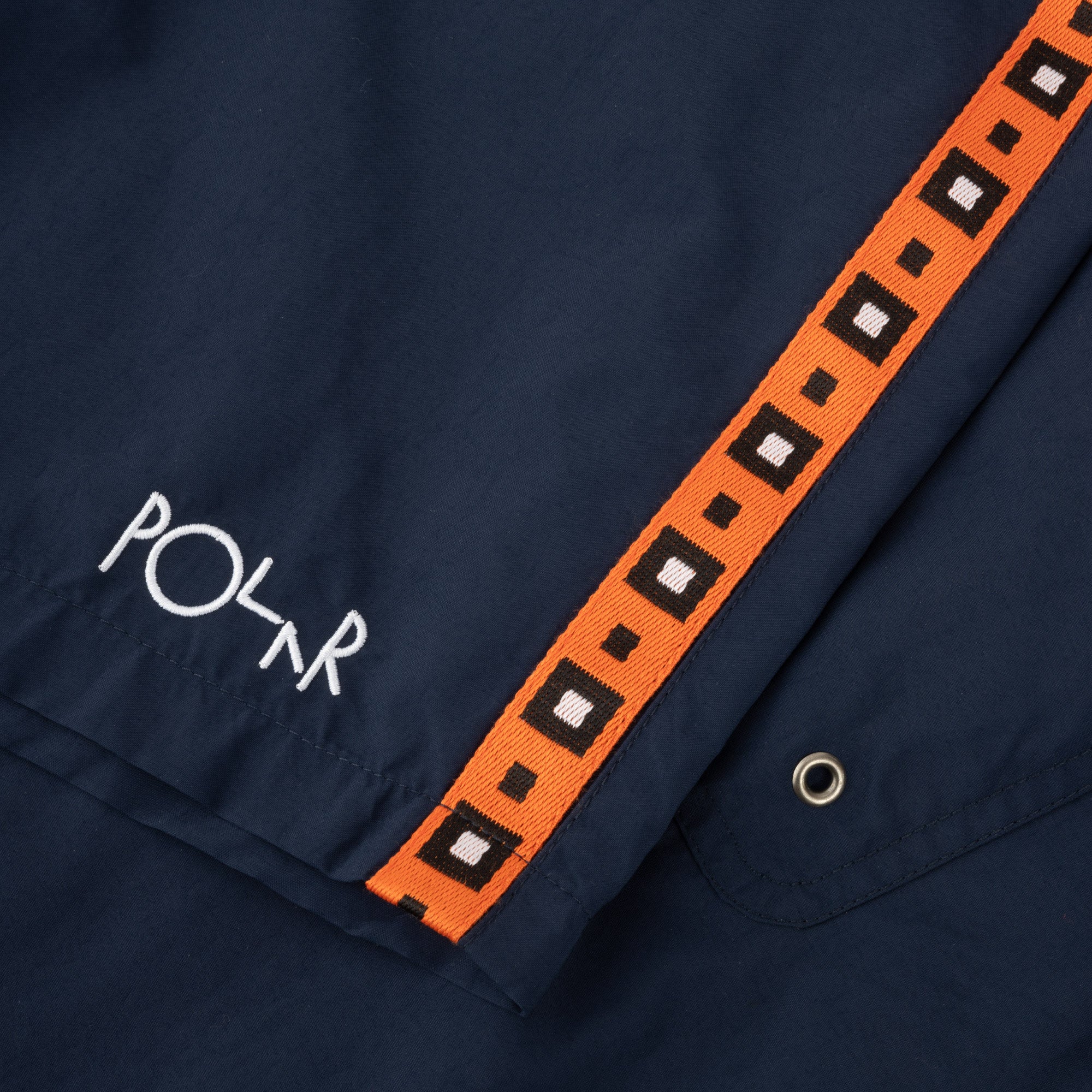 Polar Skate Co Swim Shorts Square Stripe Navy / Orange