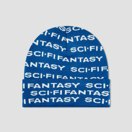 Sci-Fi Fantasy Repeat Logo Beanie Blue