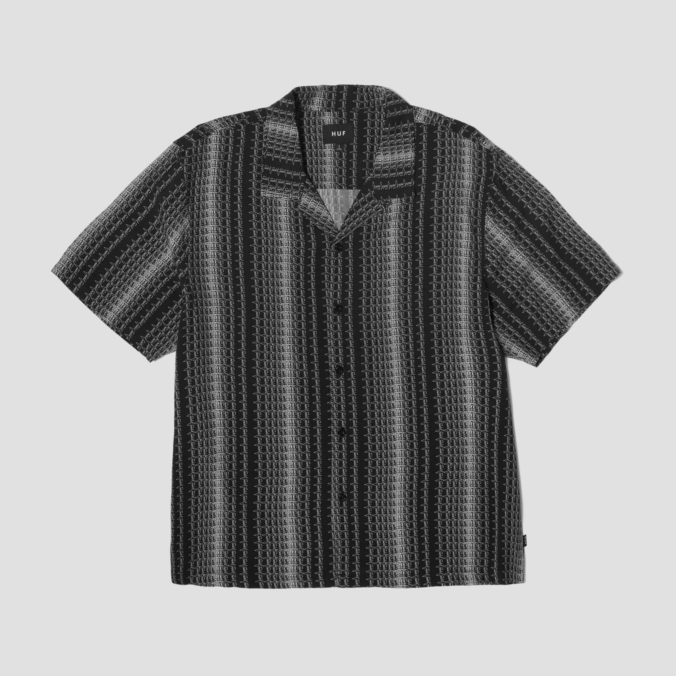 HUF Script Stripe Resort Shirt Black