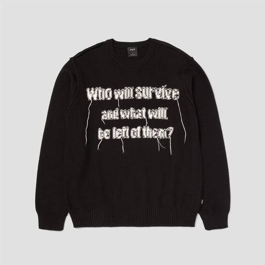 HUF x Texas Chainsaw Massacre Survive Cable Knit Crew Black