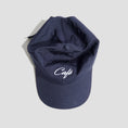 Load image into Gallery viewer, Skateboard Cafe Script Logo 6 Panel Cap Navy
