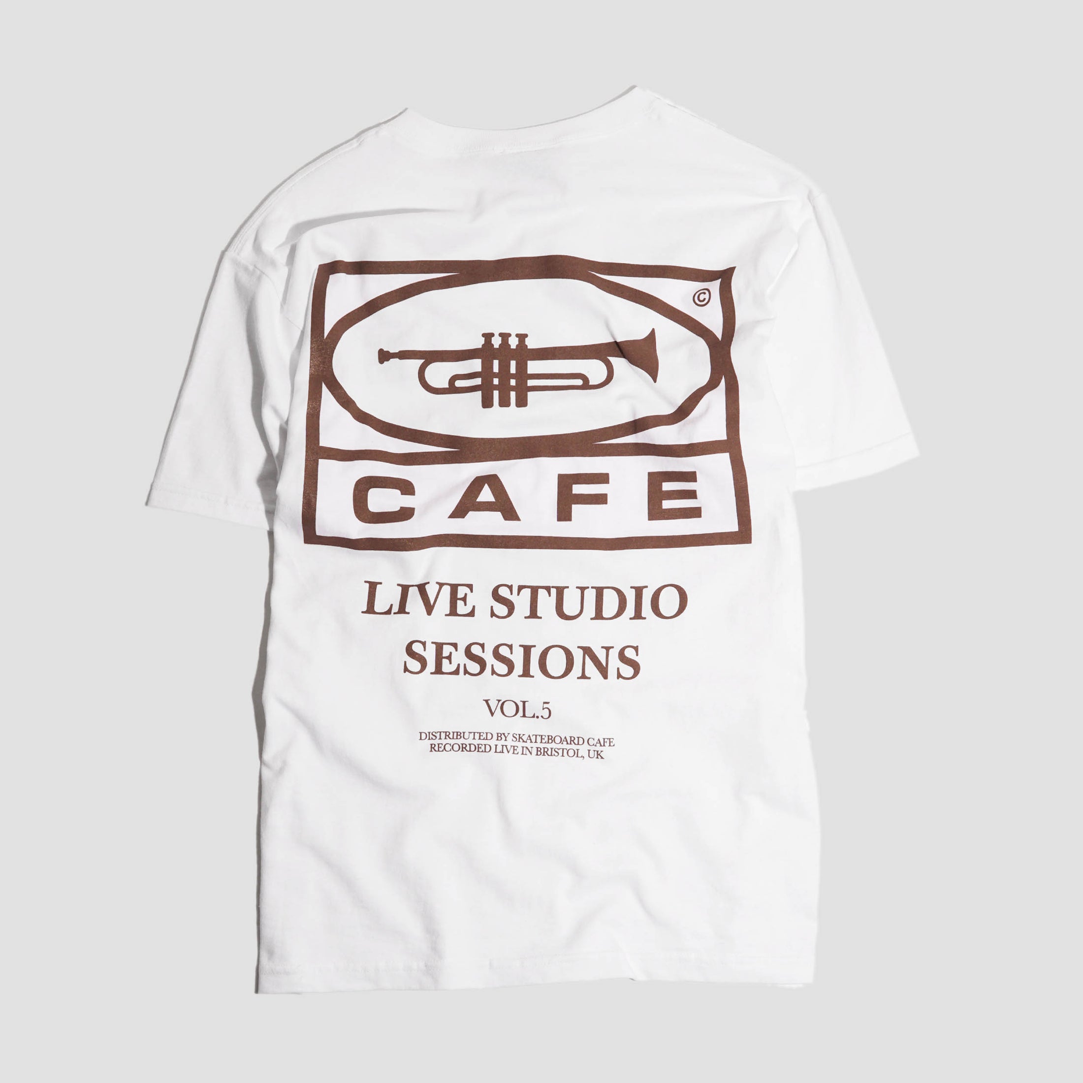 Skateboard Cafe 45 T-Shirt White / Coffee