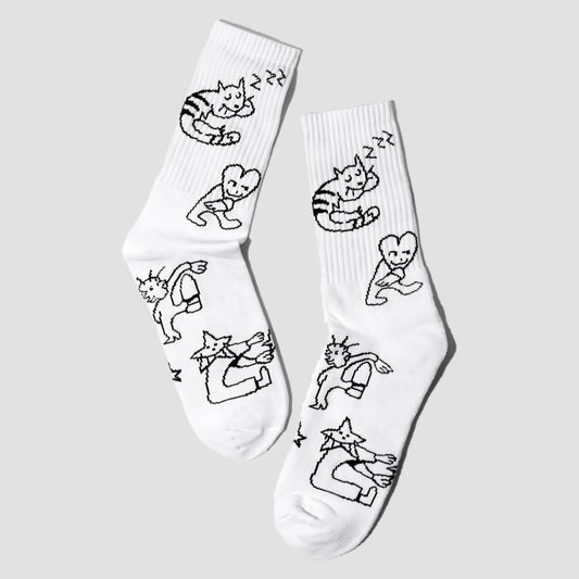 Skateboard Cafe Buddy Socks White