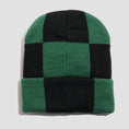 Load image into Gallery viewer, Skateboard Cafe Check Fold Beanie Forest Green / Black / Gold
