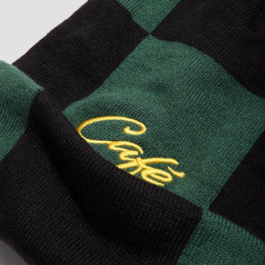 Skateboard Cafe Check Fold Beanie Forest Green / Black / Gold