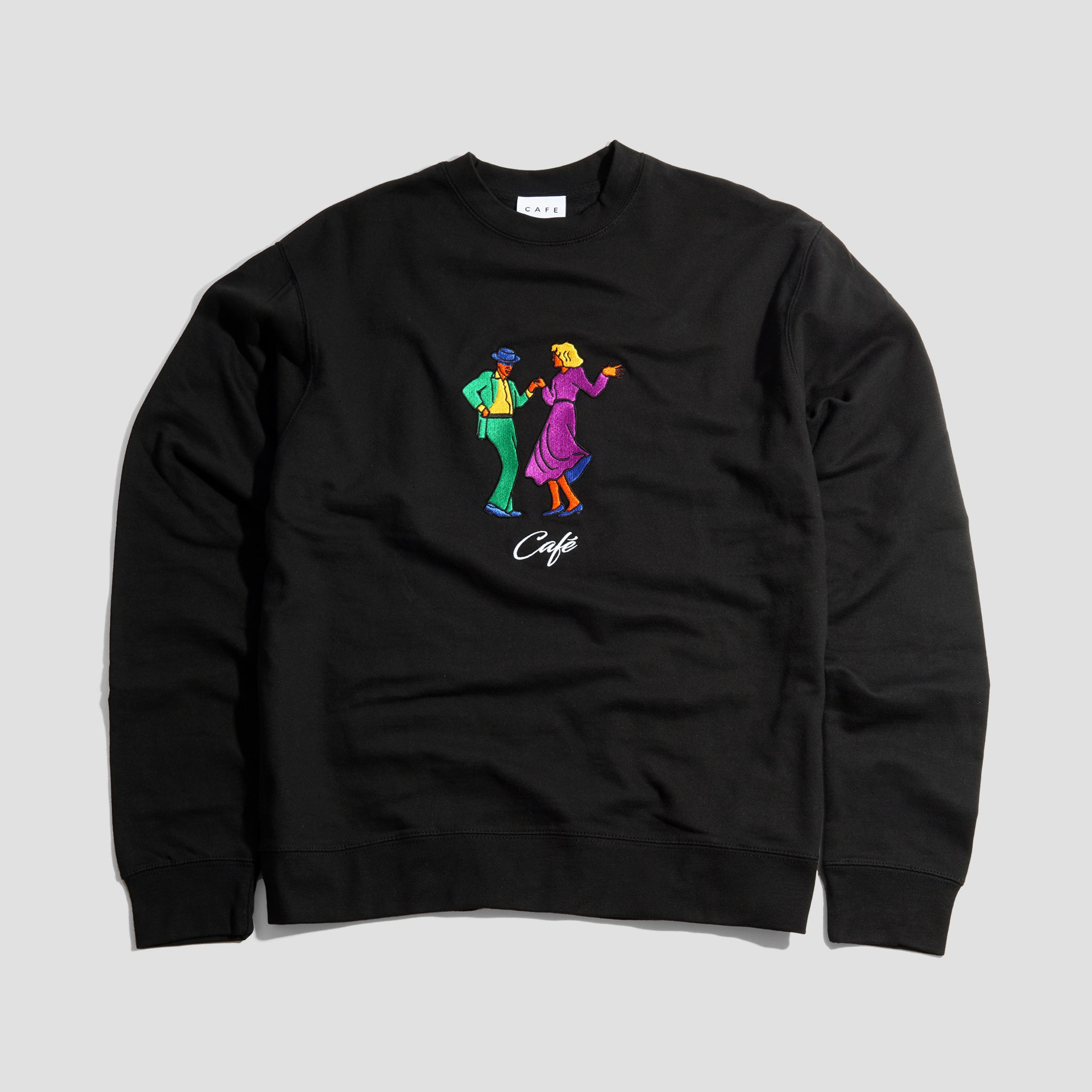 Skateboard Cafe Swing Embroidered Crew Black