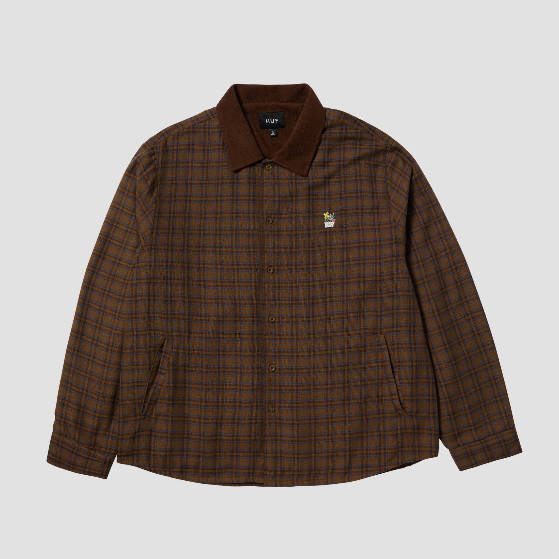 HUF Weston Fleece Crew Lined Shacket Espresso