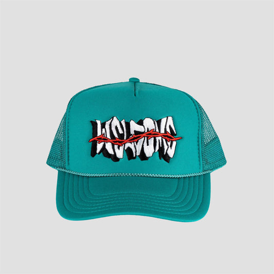 Welcome Thorns Embroidered Trucker Cap Jade