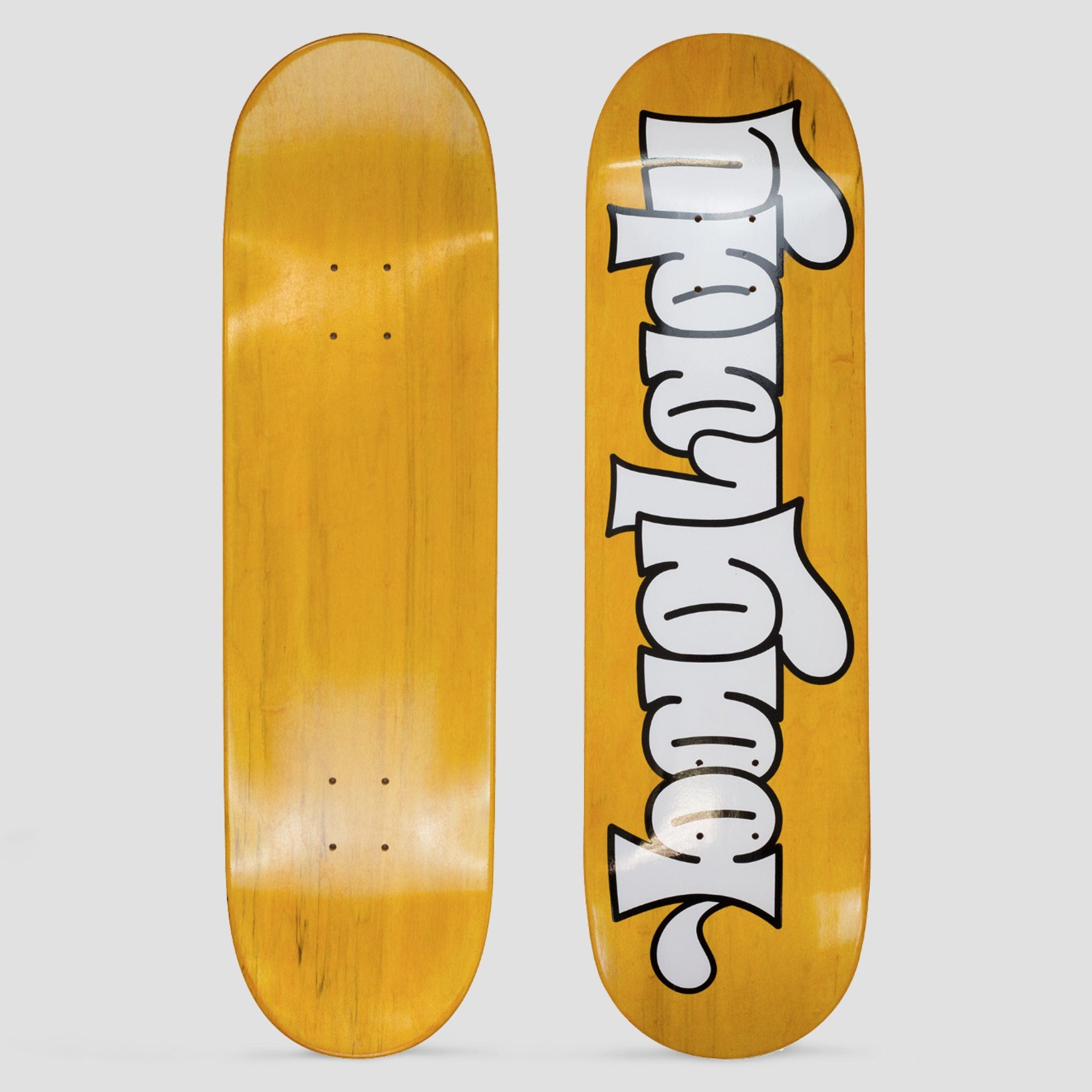 Baglady 8.25 Throw Up Logo Skateboard Deck Yellow