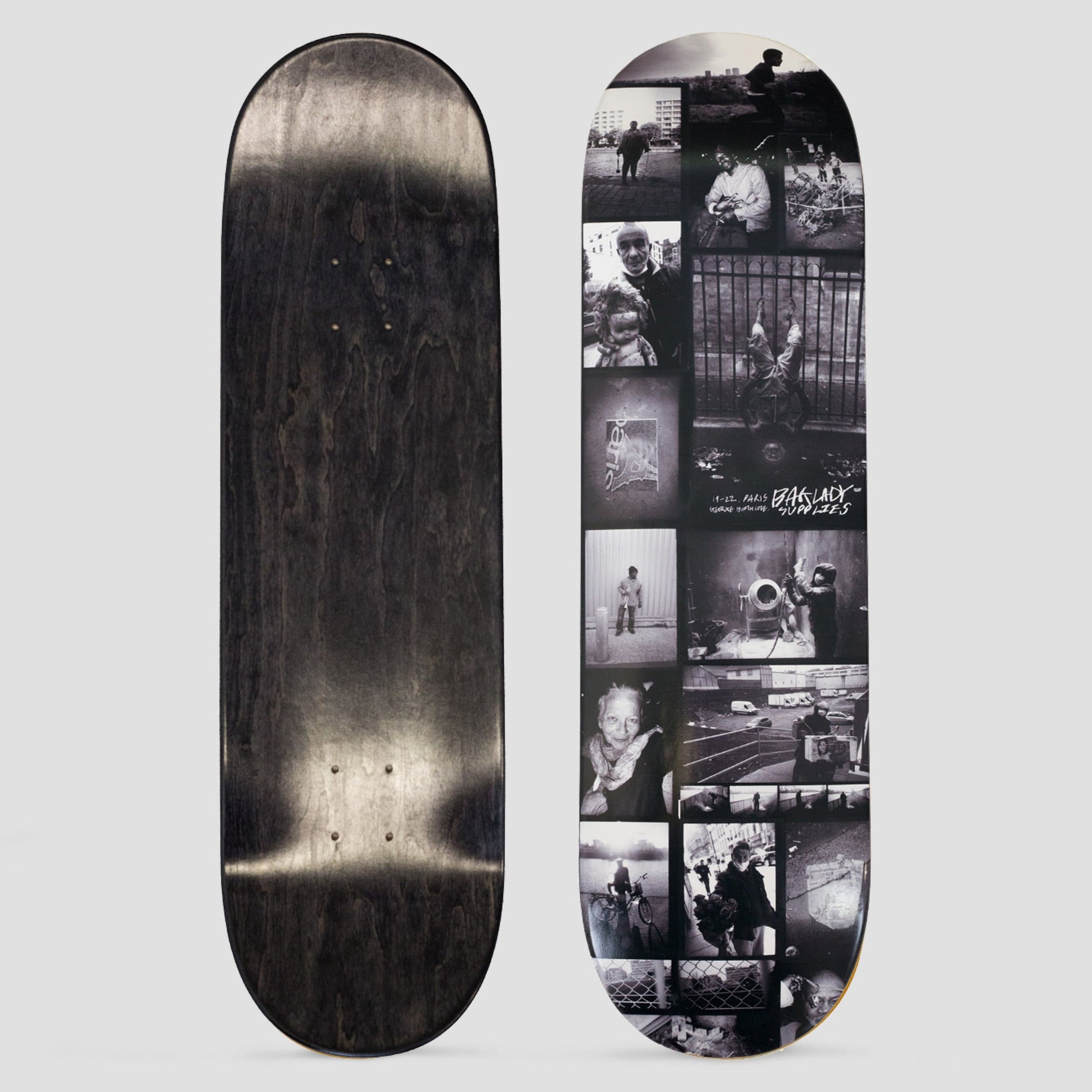 Baglady 8.5 Paris Collage Skateboard Deck Black