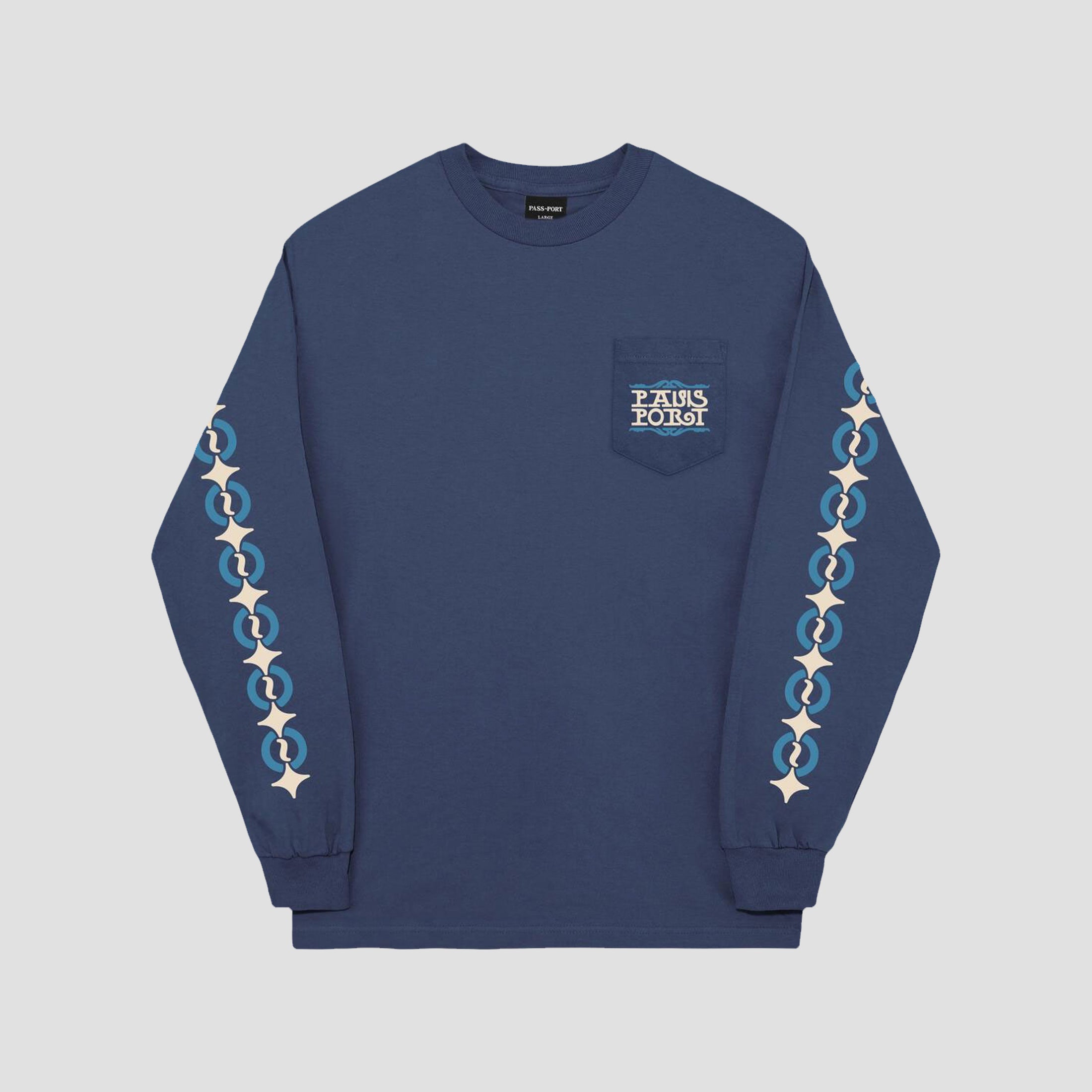 PassPort Bath House Pocket Longsleeve T-Shirt Harbour Blue